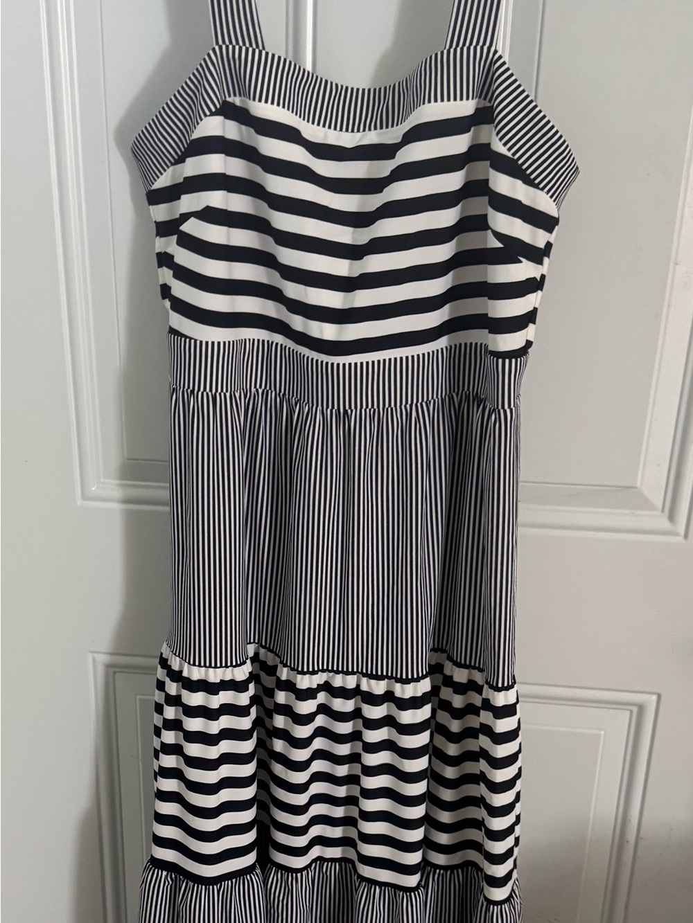 Jude Connally Navy and White Striped Sundress